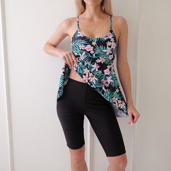 Γυναικείο σετ μαγιό με φούστα-στιλ, τιράντες, ανοιχτό πίσω, υψηλή ελαστικότητα, επένδυση στήθους; 85% πολυεστέρας, 15% σπάντεξ