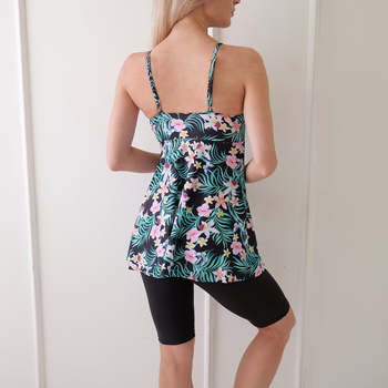 Γυναικείο σετ μαγιό με φούστα-στιλ, τιράντες, ανοιχτό πίσω, υψηλή ελαστικότητα, επένδυση στήθους; 85% πολυεστέρας, 15% σπάντεξ