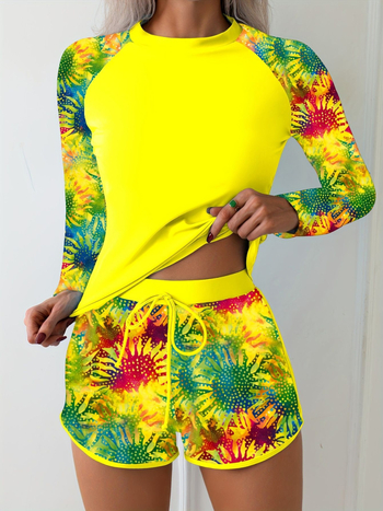 Γυναικείο τανκίνι μαγιό δύο τεμαχίων με φλοράλ εκτύπωση, μεταλλική στήριξη κάτω από το στήθος, χωρίς επένδυση, πολυεστέρας 82%, επένδυση 18%, βάρος 150 g/m²