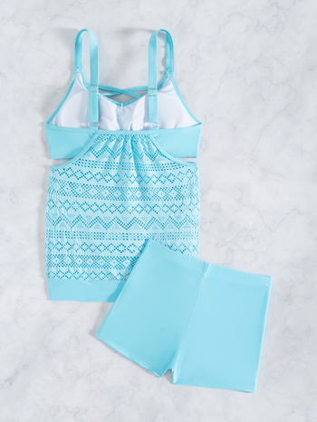 Tankini μαγιό γυναικών με επένδυση στα cups, χωρίς μανίκια, πολυεστερική ίνα, επένδυση 18% ελαστάν, βάρος 200 g, γραμμή briefs