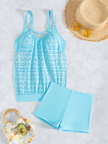 Tankini μαγιό γυναικών με επένδυση στα cups, χωρίς μανίκια, πολυεστερική ίνα, επένδυση 18% ελαστάν, βάρος 200 g, γραμμή briefs