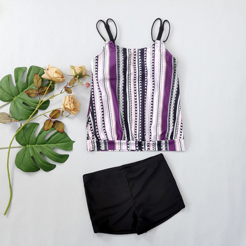 Γυναικείο μαγιό με ψηλόμεσο γεωμετρικό μοτίβο, επένδυση, πολυεστέρας