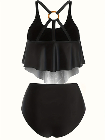 Set de bikini cu halter, design cu spate deschis pentru femei adulte; material poliester, usor de uscat, elastic; cupa cu burete, fără sârmă; greutate țesătură 150 g/m²; căptușeală poliester.