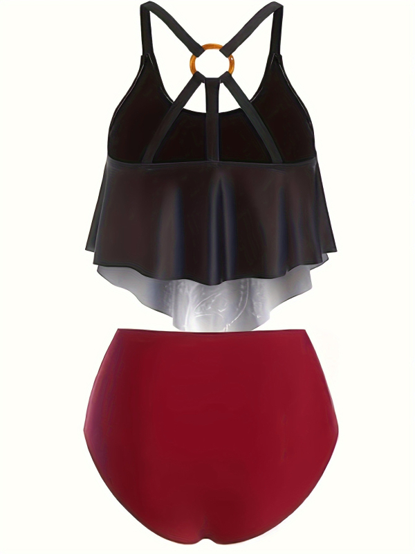 Set de bikini cu halter, design cu spate deschis pentru femei adulte; material poliester, usor de uscat, elastic; cupa cu burete, fără sârmă; greutate țesătură 150 g/m²; căptușeală poliester.
