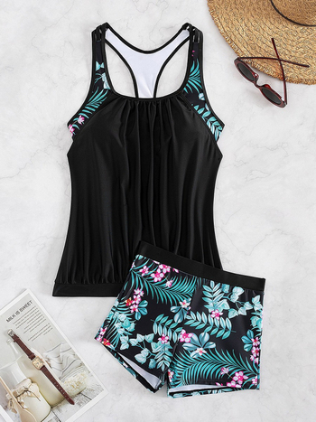 Διαίρετο Τανκίνι με Εκτύπωση, Συντηρητικό Σχέδιο; Με επένδυση στήθους; 82% Πολυεστέρας; Βάρος 210 g