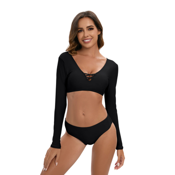 Costum de baie pentru surfing, mâneci lungi, cu insertie la bust, poliester uscare rapidă, elasticitate înaltă