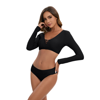 Costum de baie pentru surfing, mâneci lungi, cu insertie la bust, poliester uscare rapidă, elasticitate înaltă