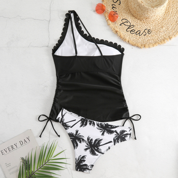 Γυναικείο μπικίνι με εκτύπωση φοίνικα καρύδας και πετάλια; ύφασμα 82% πολυεστέρας, επένδυση 18% ελαστάν; 200 g