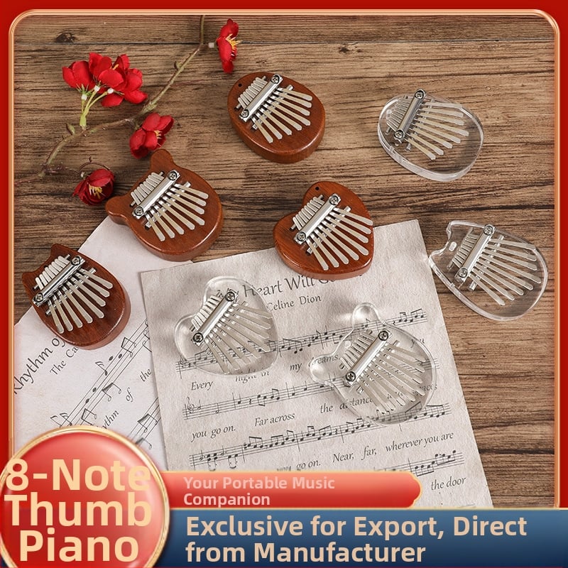 Ξύλινο Kalimba thumb piano, 8 ήχοι, 10 τρύπες, υλικό: Redwood, κάλυμμα: ABS, φινίρισμα: χρυσό βερνίκι