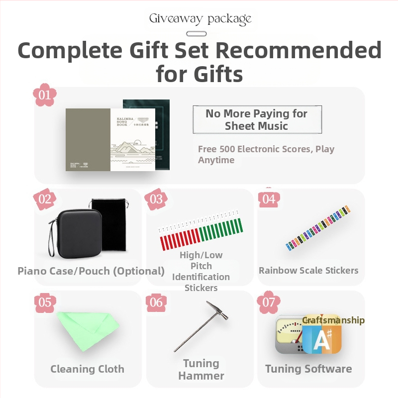 Калимба Hua Shu, прозрачен модел, 21-нотна калимба