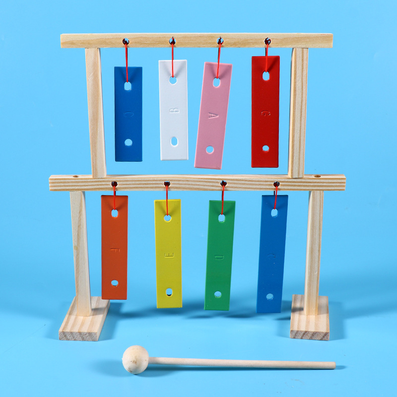 Kit DIY din lemn pentru pian cu opt tonuri și clopoței – educațional muzical tehnologic, pentru 7–14 ani, neelectric