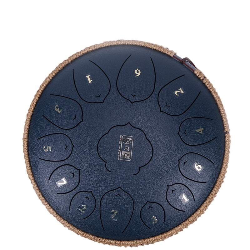 Tambur cu limbă din oțel, lemn de trandafir, 13 note, margine înfășurată cu sfoară de cânepă, lucrat manual