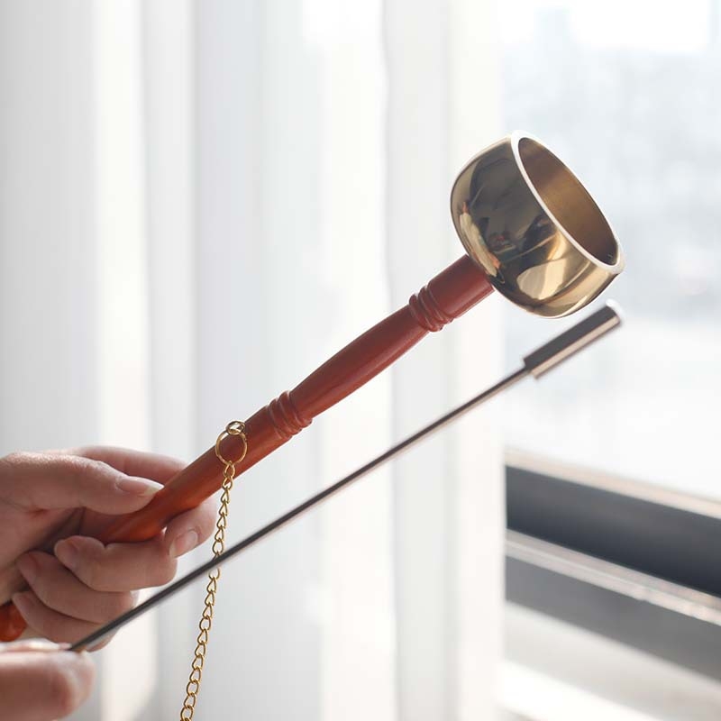 Κρουστό όργανο για βουδιστικό ναό με ξύλινο χερούλι, χυτό χαλκό, 210 g για διαλογισμό