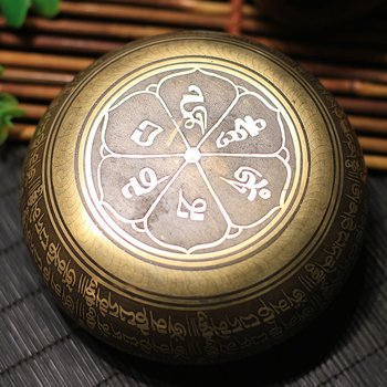 Χαλκός κύπελλος προσευχής για διαλογισμό και γιόγκα, μοντέρνος μινιμαλιστικός στολισμός με μοτίβο Γραφή, κράμα επτά μετάλλων