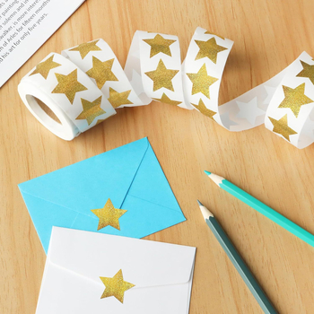 Etichetă autoadezivă sub formă de stea pentagonală, adeziv placă din cupru, procesare personalizabilă, 500 etichete pe rol