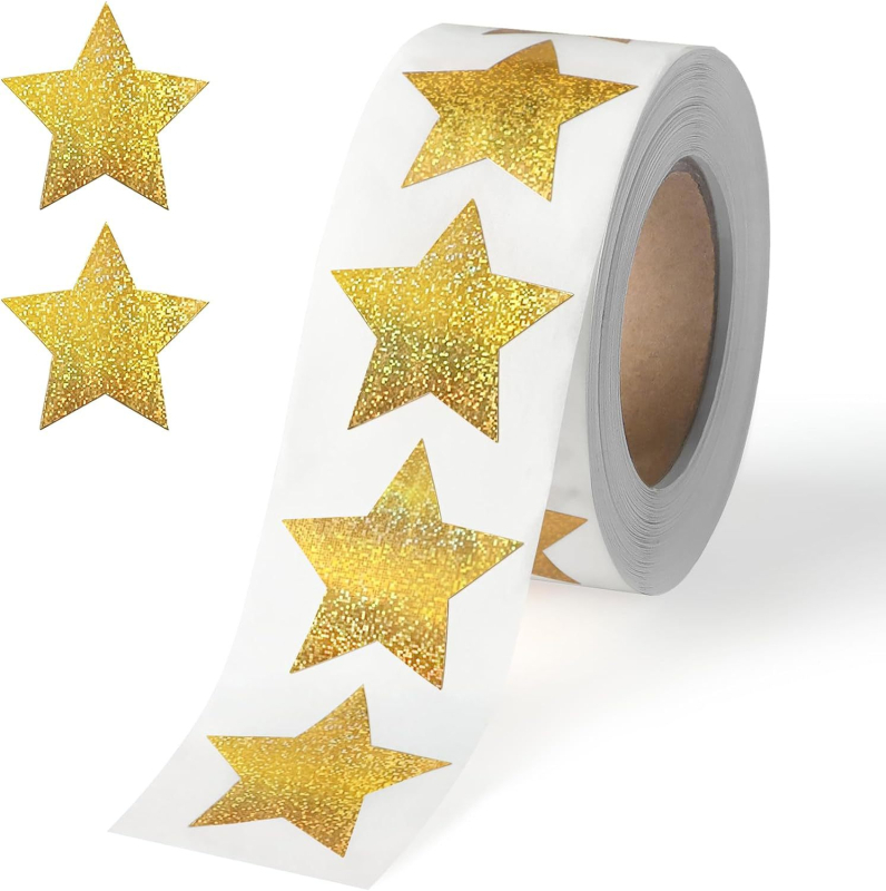 Etichetă autoadezivă sub formă de stea pentagonală, adeziv placă din cupru, procesare personalizabilă, 500 etichete pe rol