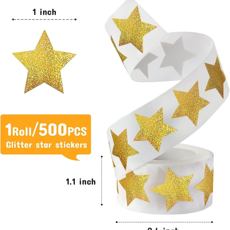 Etichetă autoadezivă sub formă de stea pentagonală, adeziv placă din cupru, procesare personalizabilă, 500 etichete pe rol