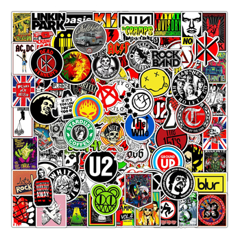 Naljepnice s temom glazbe grafiti - nepravilnog oblika, PVC ljepilo, model ROCK-100, 4-kolorni tisak, za glatke površine