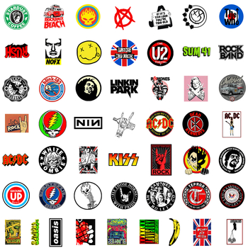 Naljepnice s temom glazbe grafiti - nepravilnog oblika, PVC ljepilo, model ROCK-100, 4-kolorni tisak, za glatke površine