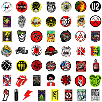Naljepnice s temom glazbe grafiti - nepravilnog oblika, PVC ljepilo, model ROCK-100, 4-kolorni tisak, za glatke površine