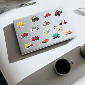 Samoljepljive naljepnice za djecu s motivima karikatura automobila i građevinskih vozila, brend Xincan, težina 50 g, proces tiska, serija Dječji Automobili Serija