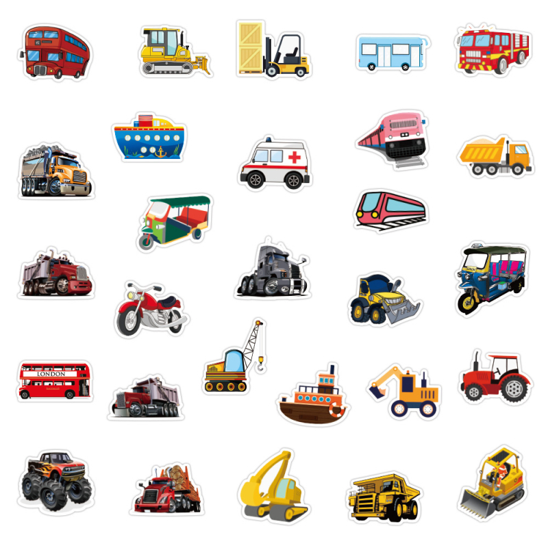 Samoljepljive naljepnice za djecu s motivima karikatura automobila i građevinskih vozila, brend Xincan, težina 50 g, proces tiska, serija Dječji Automobili Serija