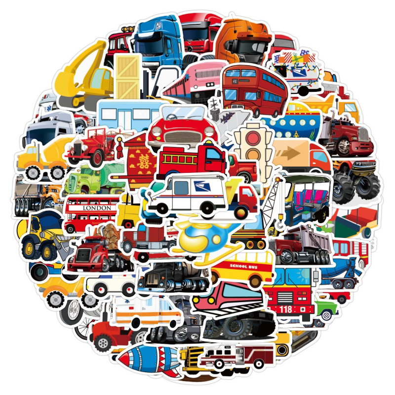 Samoljepljive naljepnice za djecu s motivima karikatura automobila i građevinskih vozila, brend Xincan, težina 50 g, proces tiska, serija Dječji Automobili Serija