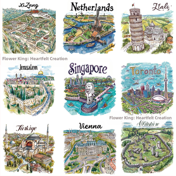 Kelionių žemėlapių lipdukų rinkinys: 50 šalių žemėlapių lipdukų, ranka piešti graffiti stiliaus, skirtas užrašų knygelės dekoravimui; PVC medžiaga, cartoon stilius, lipdukai ir spausdinimas, logotipas galimas