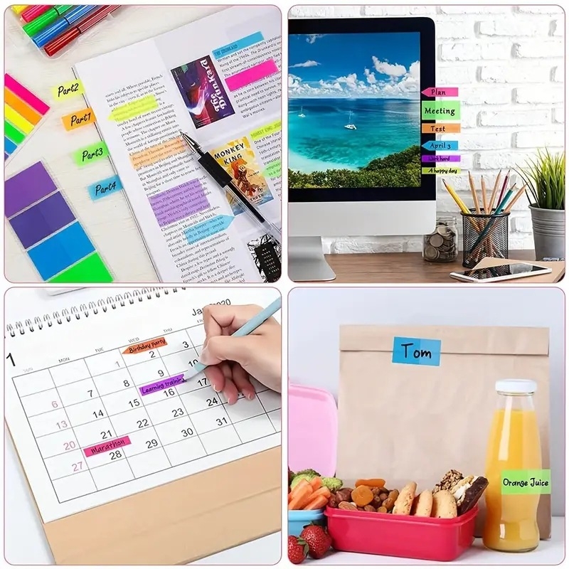 Skaitmeninio Morandi paletės skaidrus užrašų ir indeksų lipdukų rinkinys, fluorescencinės klasifikavimo etiketės, lipnios, 1020 puslapių, Prekės ženklas Kita