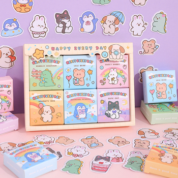 Scrapbook lipdukų rinkinys – popieriniai dekoratyviniai lipdukai DIY užrašinėms ir dienorašiams, animacinis, retro stilius, spausdinimas, IP leidimas: Ne