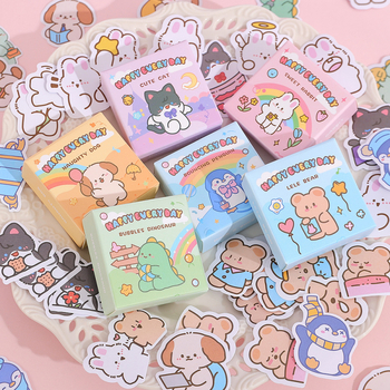 Scrapbook lipdukų rinkinys – popieriniai dekoratyviniai lipdukai DIY užrašinėms ir dienorašiams, animacinis, retro stilius, spausdinimas, IP leidimas: Ne