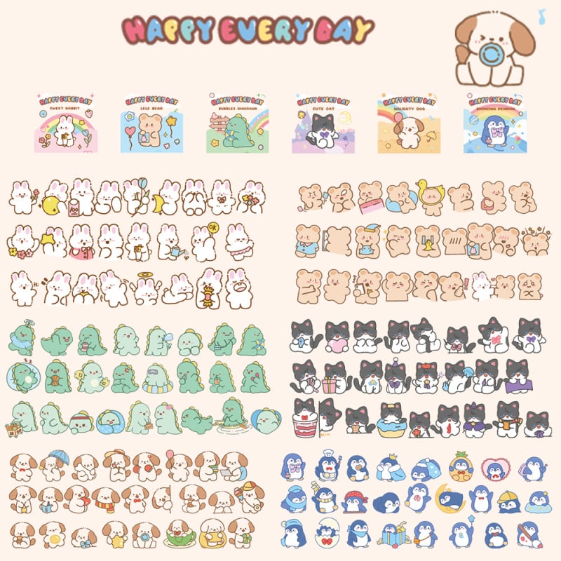 Scrapbook lipdukų rinkinys – popieriniai dekoratyviniai lipdukai DIY užrašinėms ir dienorašiams, animacinis, retro stilius, spausdinimas, IP leidimas: Ne