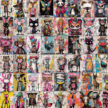 Αυτοκόλλητα graffiti σε στυλ Basquiat, σετ 50 φύλλα, PVC αυτοκόλλητο, DIY διακόσμηση για βαλίτσες, θερμικά ποτήρια και τετράδια