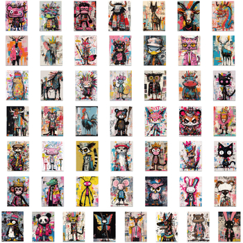 Αυτοκόλλητα graffiti σε στυλ Basquiat, σετ 50 φύλλα, PVC αυτοκόλλητο, DIY διακόσμηση για βαλίτσες, θερμικά ποτήρια και τετράδια