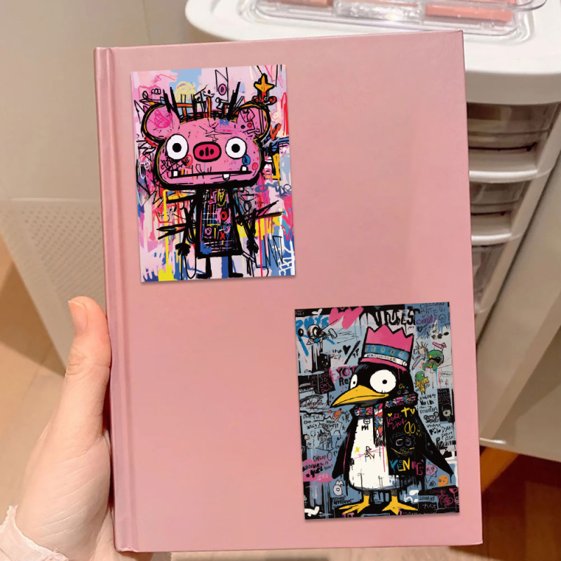 Αυτοκόλλητα graffiti σε στυλ Basquiat, σετ 50 φύλλα, PVC αυτοκόλλητο, DIY διακόσμηση για βαλίτσες, θερμικά ποτήρια και τετράδια