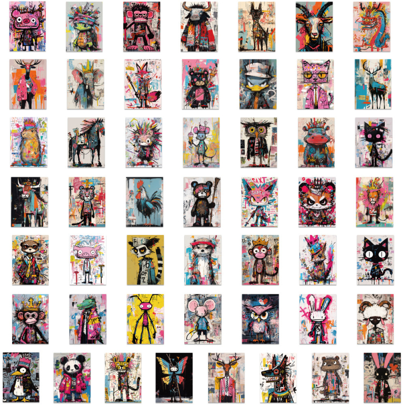 Αυτοκόλλητα graffiti σε στυλ Basquiat, σετ 50 φύλλα, PVC αυτοκόλλητο, DIY διακόσμηση για βαλίτσες, θερμικά ποτήρια και τετράδια