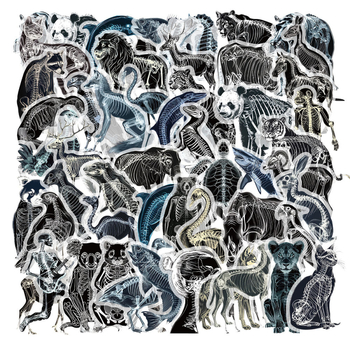 Αυτοκόλλητα με ζωικούς ακτινογραφικούς οστούς, 50 τεμάχια, PVC, μοντέρνο μινιμαλιστικό στυλ, εκτυπωμένο λογότυπο, διακοσμητικό γραφείου