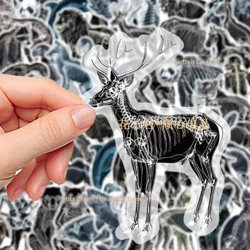 Αυτοκόλλητα με ζωικούς ακτινογραφικούς οστούς, 50 τεμάχια, PVC, μοντέρνο μινιμαλιστικό στυλ, εκτυπωμένο λογότυπο, διακοσμητικό γραφείου