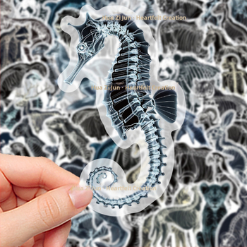 Αυτοκόλλητα με ζωικούς ακτινογραφικούς οστούς, 50 τεμάχια, PVC, μοντέρνο μινιμαλιστικό στυλ, εκτυπωμένο λογότυπο, διακοσμητικό γραφείου