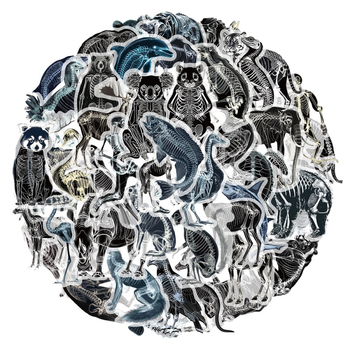 Αυτοκόλλητα με ζωικούς ακτινογραφικούς οστούς, 50 τεμάχια, PVC, μοντέρνο μινιμαλιστικό στυλ, εκτυπωμένο λογότυπο, διακοσμητικό γραφείου