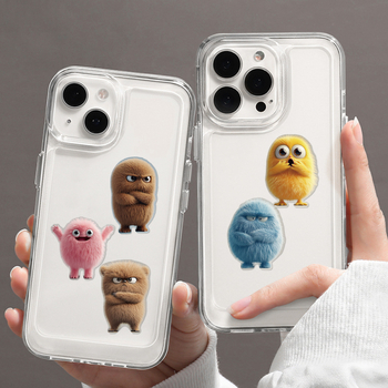 Autocolante autoadezive cu monștri pufoși și drăgălași pentru carcase de telefon, termosuri și skateboarduri; 500 coli pe rolă; stil drăguț; imprimare.