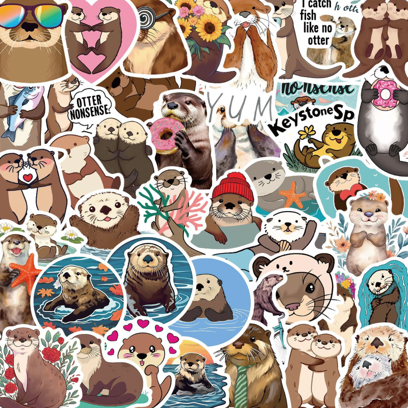 Shi le Otter Graffiti naljepnice – 50 vodootpornih listova za DIY ukrase za gitaru, bilježnicu i kofer