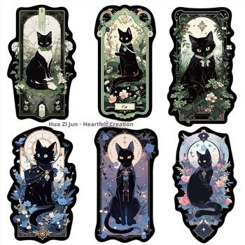 Σετ αυτοκόλλητων Ταρώ με γάτες για θήκες τηλεφώνου και iPad - PVC υλικό, στυλ καρτούν, αυτοκόλλητο με εκτύπωση, λογότυπο εκτυπωμένο, Άδεια IP: Όχι