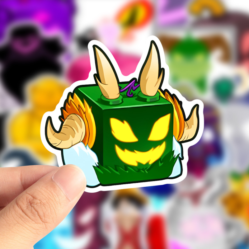 Стикери за тяло Blox Fruits – 60 бр., PVC водоустойчиви, повторно използваеми, инопланетен модел, лесно залепване (персонализация налична)