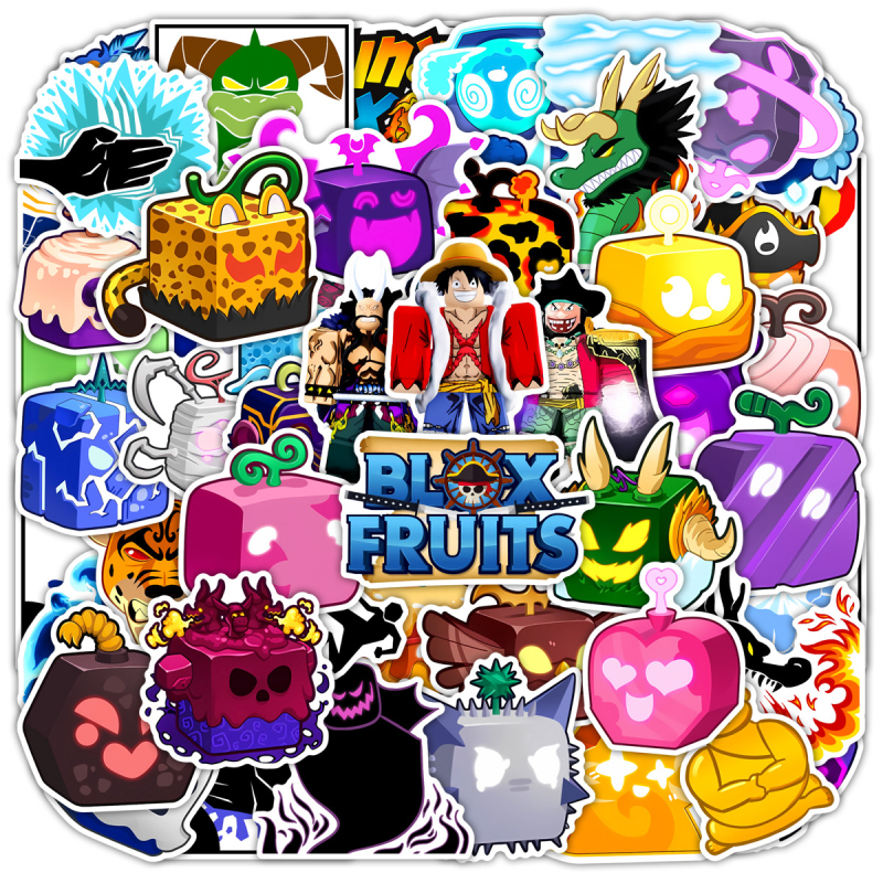 Стикери за тяло Blox Fruits – 60 бр., PVC водоустойчиви, повторно използваеми, инопланетен модел, лесно залепване (персонализация налична)