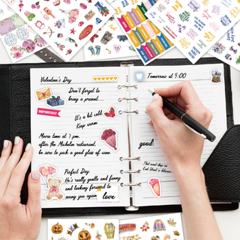 Set de autocolante pentru planner – stil retro, motive sezoniere, lunare și de weekend, 785 bucăți, tipărite