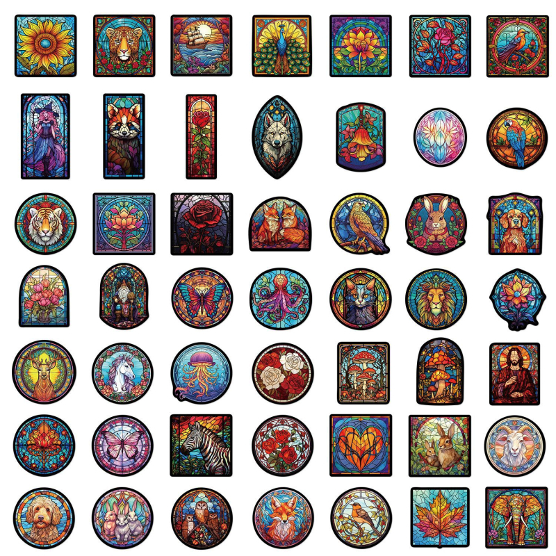 Matricák készlet: retro grafikus matricák cartoon stílusban (PVC öntapadó anyag; készítés: matrica; nyomtatott logó nélkül)