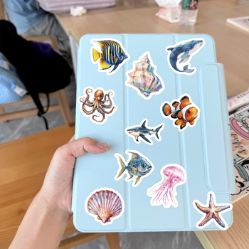 Autocolante cu animale marine, impermeabile, rolă cu 500 de foi, pentru jurnal DIY și decorarea telefonului, autoadezive