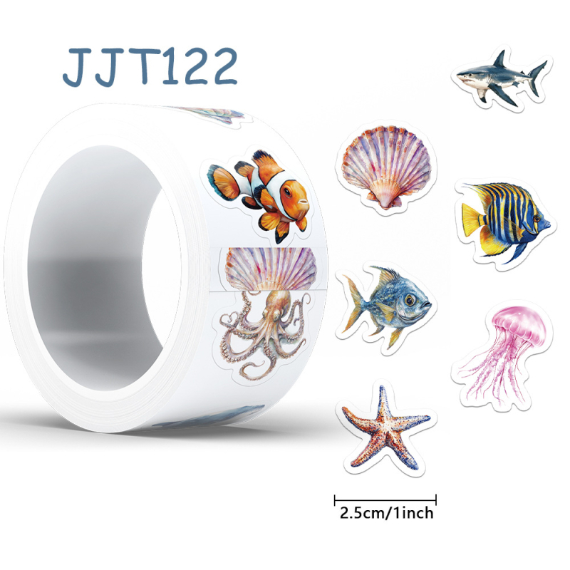 Autocolante cu animale marine, impermeabile, rolă cu 500 de foi, pentru jurnal DIY și decorarea telefonului, autoadezive