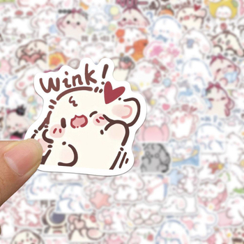 Σετ αυτοκόλλητων με λαγουδάκια: 200 τεμάχια, αδιάβροχα για ημερολόγιο, γλυκά καρτούν σχέδια